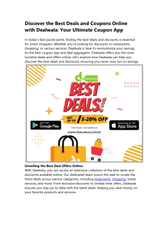 Discover the Best Deals and Coupons Online with Dealwala Your Ultimate Coupon App