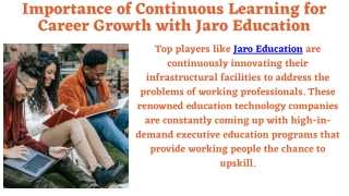 Importance of Continuous Learning for Career Growth with Jaro Education