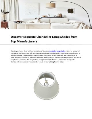 Discover Exquisite Chandelier Lamp Shades from Top Manufacturers