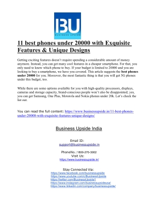 11 best phones under 20000 with Exquisite Features & Unique Designs