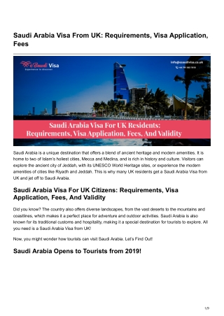 Saudi Arabia Visa From UK Requirements Visa Application Fees