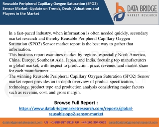 Reusable Peripheral Capillary Oxygen Saturation (SPO2) Sensor Market