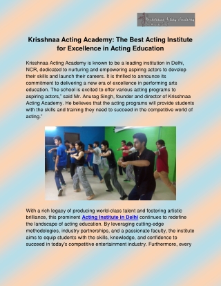 Acting classes in Delhi