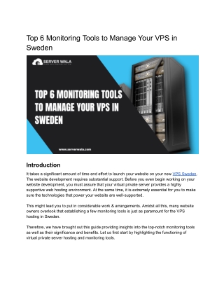 Top 6 Monitoring Tools to Manage Your VPS in Sweden