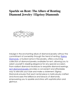 Sparkle on Rent: The Allure of Renting Diamond Jewelry | Elgrissy Diamonds
