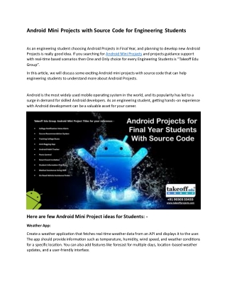 Android Mini Projects with Source Code for Engineering Students