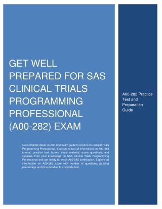 Get Well Prepared for SAS Clinical Trials Programming Professional (A00-282)