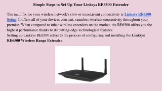 Simple Steps to Set Up Your Linksys RE6500 Extender