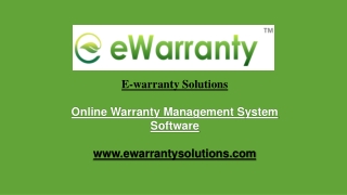 Online Warranty Management System Software