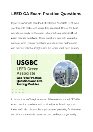 LEED GA Exam Practice Questions1