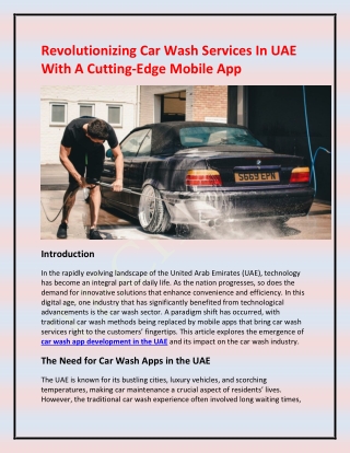 Revolutionizing Car Wash Services In UAE With A Cutting-Edge Mobile App