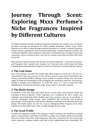 Journey Through Scent: Exploring Mxxx Perfume's Niche Fragrances Inspired by Dif