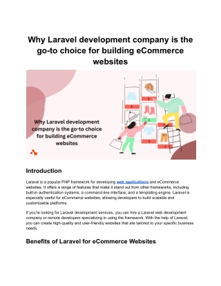 Why Laravel development company is the choice for building eCommerce websites