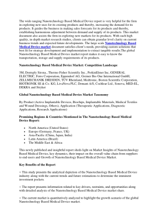 Nanotechnology Based Medical Device Market