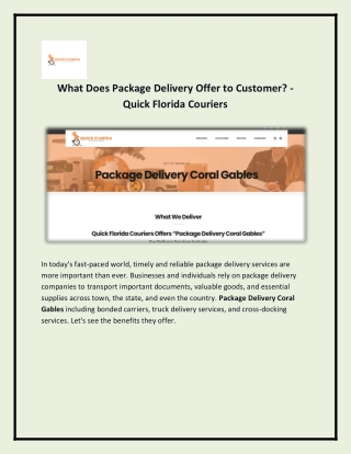 Package Delivery Coral Gables - Quick Florida Couriers