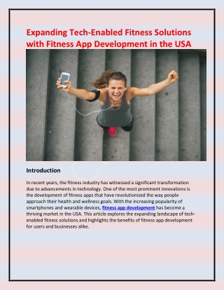 Expanding Tech-Enabled Fitness Solutions with Fitness App Development in the USA