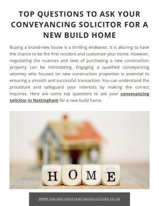 Top Questions To Ask Your Conveyancing Solicitor For A New Build Home