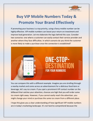 VIP Mobile Numbers