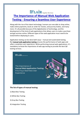 The Importance of Manual Web Application Testing - Ensuring a Seamless User Experience