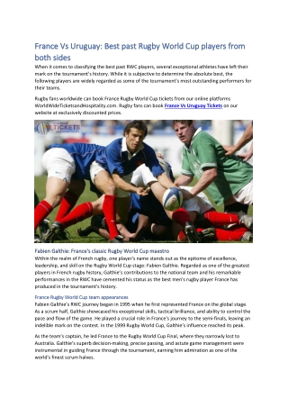 France Vs Uruguay Best past Rugby World Cup players from both sides