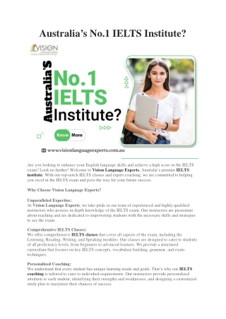 Australia’s No.1 IELTS Institute?