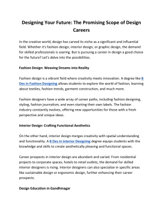 Designing Your Future -The Promising Scope of Design Careers