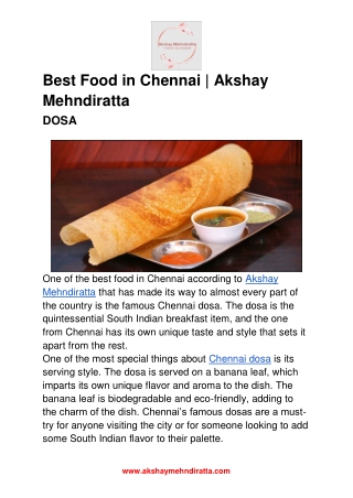 Best Food in Chennai | Akshay Mehndiratta