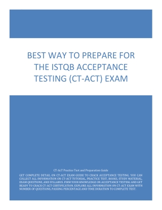 Best Way to Prepare for the ISTQB Acceptance Testing (CT-AcT) Exam