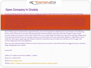 Open Company In Croatia