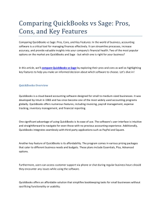 Comparing QuickBooks vs Sage- Pros, Cons, and Key Features
