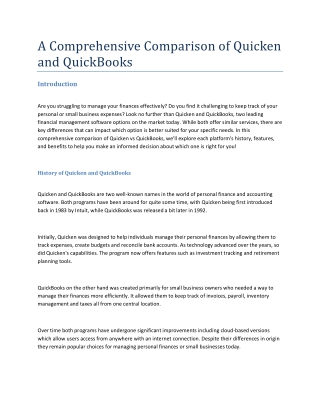 A Comprehensive Comparison of Quicken and QuickBooks
