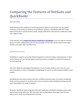 Comparing the Features of NetSuite and QuickBooks
