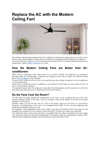 Replace the AC with the Modern Ceiling Fan