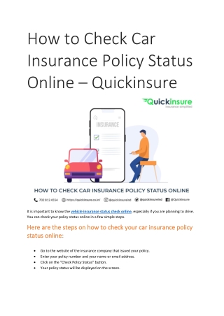 How to check vehicle insurance online status