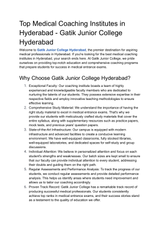 Top Medical Coaching Institutes in Hyderabad - Gatik Junior College Hyderabad (2)