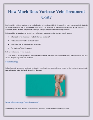 How Much Does Varicose Vein Treatment Cost?