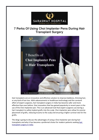 7 Perks Of Using Choi Implanter Pens During Hair Transplant Surgery