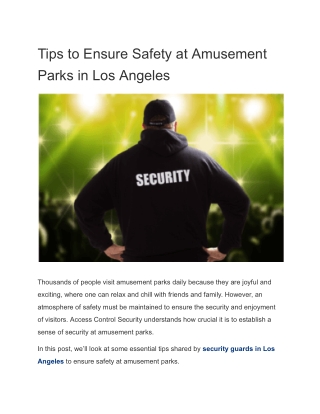 Tips to Ensure Safety at Amusement Parks in Los Angeles