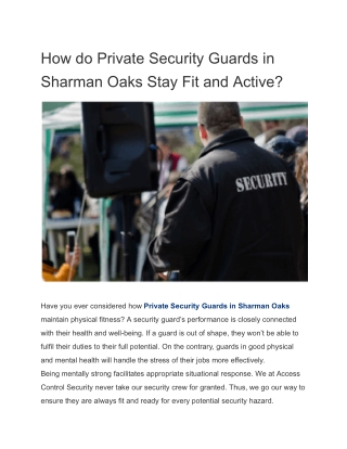 How do Private Security Guards in Sharman Oaks Stay Fit and Active