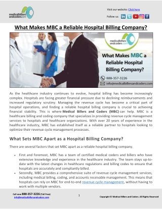 What Makes MBC a Reliable Hospital Billing Company?