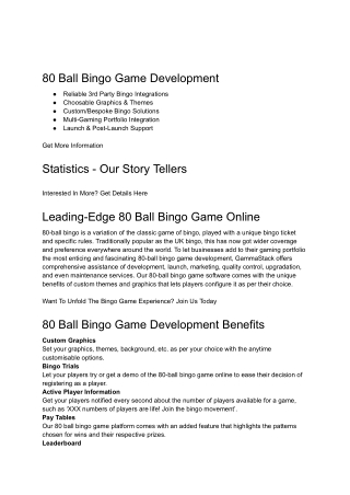 80 Ball Bingo Game Development