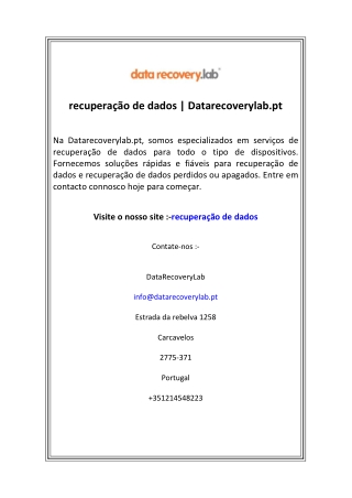 recuperação de dados  Datarecoverylab.pt