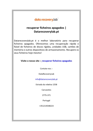 recuperar ficheiros apagados  Datarecoverylab.pt