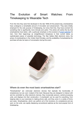 The Evolution of Smart Watches_ From Timekeeping to Wearable Tech