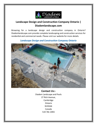 Landscape Design and Construction Company Ontario  Diademlandscape.com