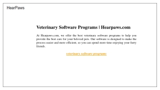 Veterinary Software Programs  Hearpaws.com