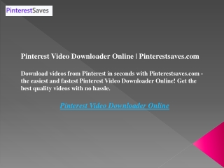 Pinterest Video Downloader Online | Pinterestsaves.com