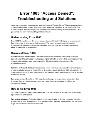 Error 1005 _Access Denied__ Troubleshooting and Solutions