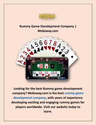 Rummy Game Development Company | Mobzway.com