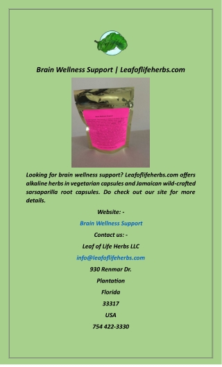 Brain Wellness Support  Leafoflifeherbs